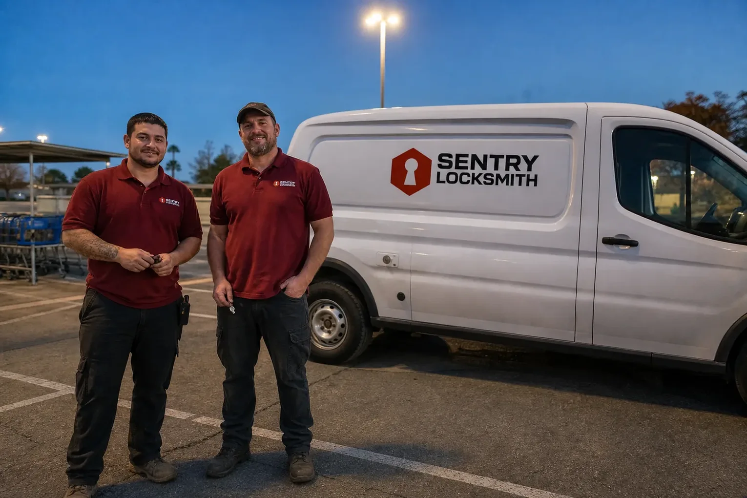 Sentry Locksmith locksmith technicians and the service van in Peoria