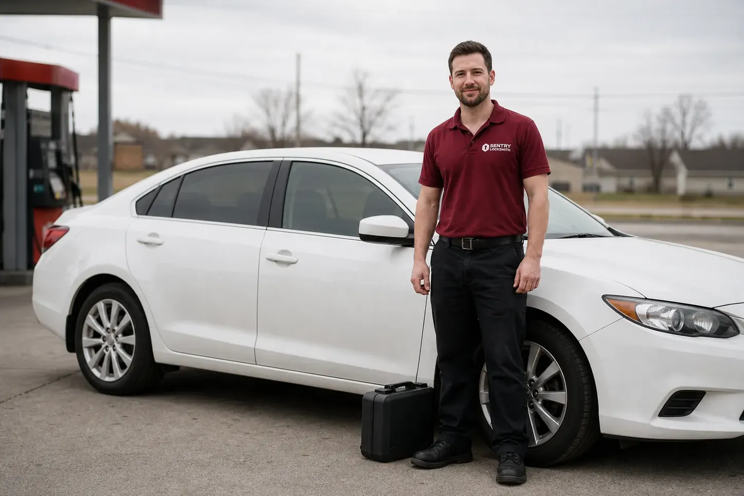 Locksmith opening a locked car door in Peoria, AZ
